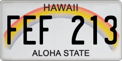 HI license plate FEF213