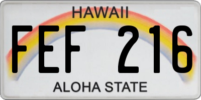 HI license plate FEF216