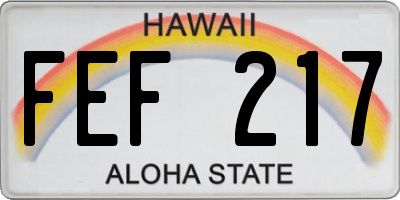 HI license plate FEF217