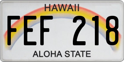 HI license plate FEF218