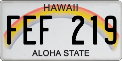 HI license plate FEF219