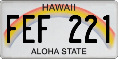 HI license plate FEF221