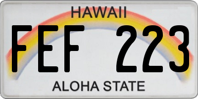 HI license plate FEF223