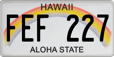 HI license plate FEF227