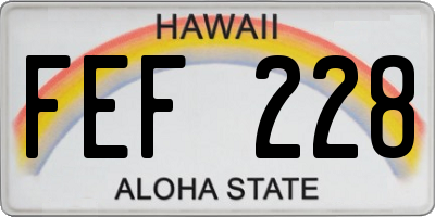 HI license plate FEF228