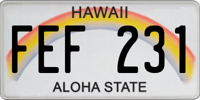 HI license plate FEF231