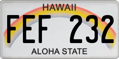 HI license plate FEF232