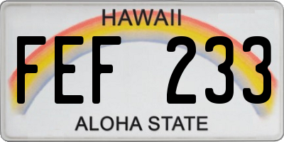 HI license plate FEF233