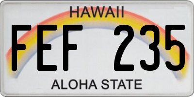 HI license plate FEF235