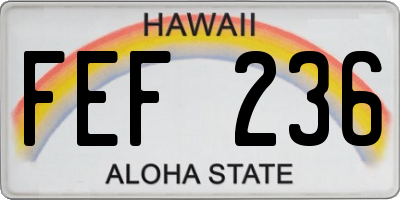 HI license plate FEF236