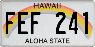 HI license plate FEF241