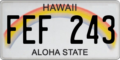 HI license plate FEF243