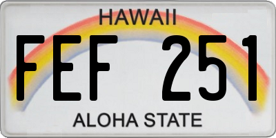 HI license plate FEF251