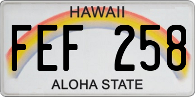 HI license plate FEF258