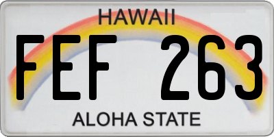 HI license plate FEF263