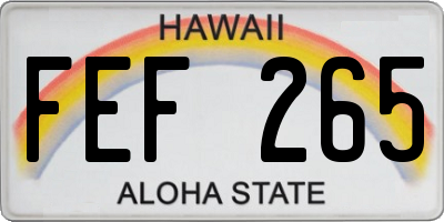 HI license plate FEF265