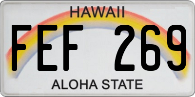 HI license plate FEF269