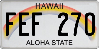 HI license plate FEF270