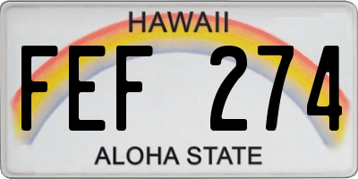 HI license plate FEF274