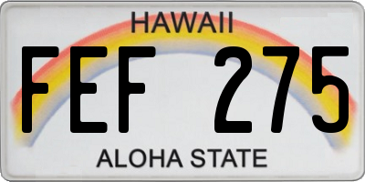 HI license plate FEF275