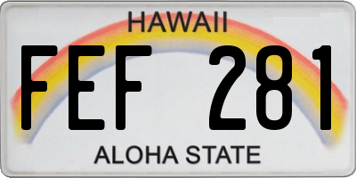 HI license plate FEF281