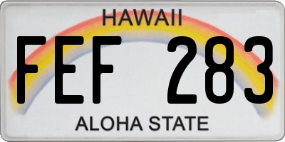 HI license plate FEF283