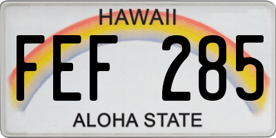 HI license plate FEF285