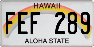 HI license plate FEF289