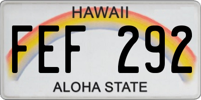 HI license plate FEF292