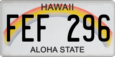 HI license plate FEF296