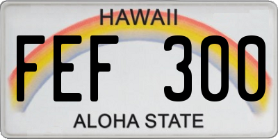HI license plate FEF300