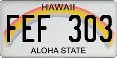 HI license plate FEF303