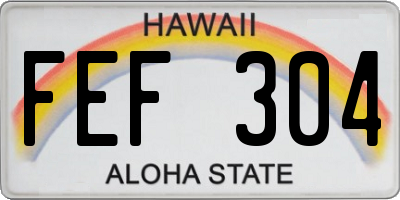 HI license plate FEF304