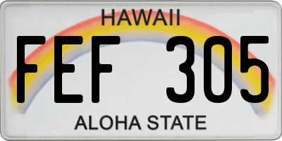 HI license plate FEF305