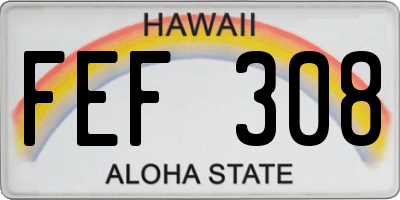 HI license plate FEF308