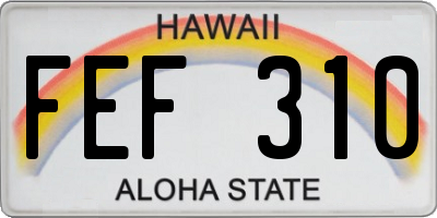 HI license plate FEF310