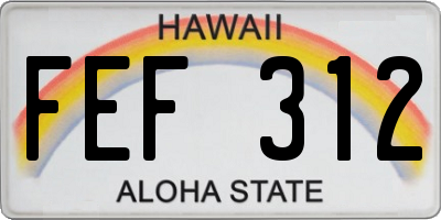 HI license plate FEF312