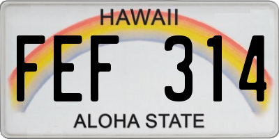 HI license plate FEF314