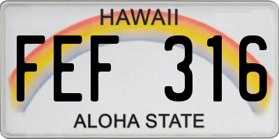 HI license plate FEF316
