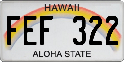 HI license plate FEF322