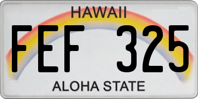 HI license plate FEF325