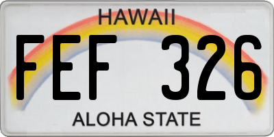HI license plate FEF326