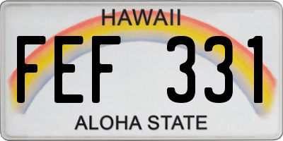 HI license plate FEF331