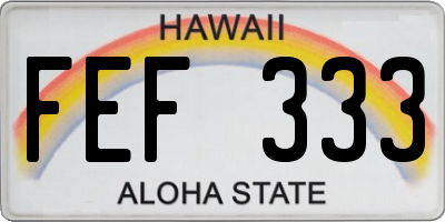 HI license plate FEF333