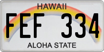 HI license plate FEF334