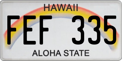 HI license plate FEF335