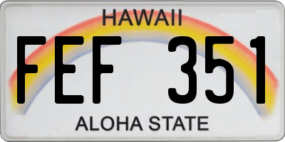 HI license plate FEF351