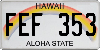 HI license plate FEF353