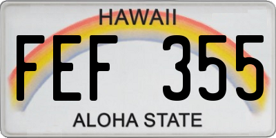 HI license plate FEF355