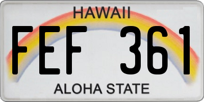 HI license plate FEF361